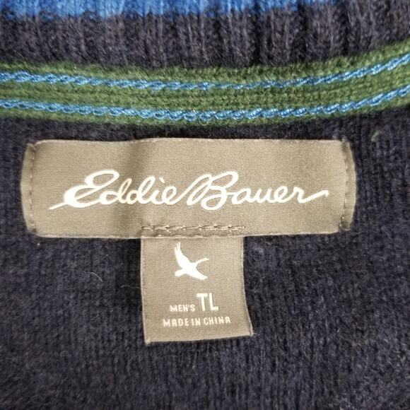 Eddie Bauer Men's 1/4 Zip Wool Blend Pullover Sweater Size TL Large Tall - Picture 3 of 6